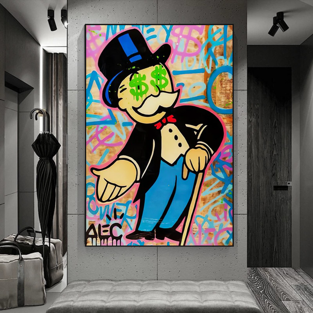 ChandelierDecor - Alec Monopoly Graffiti Canvas Wall Art