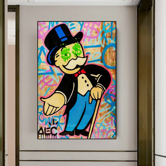 ChandelierDecor - Alec Monopoly Graffiti Canvas Wall Art