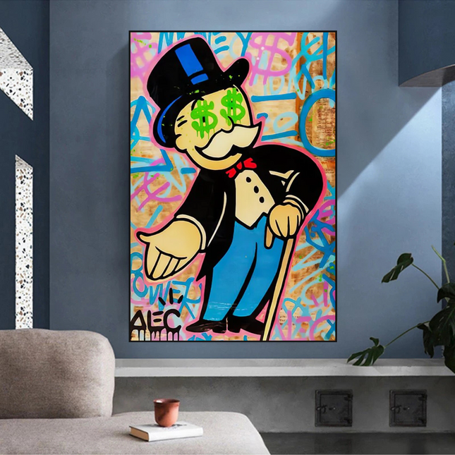ChandelierDecor - Alec Monopoly Graffiti Canvas Wall Art