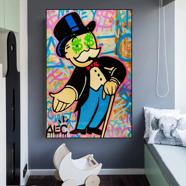 ChandelierDecor - Alec Monopoly Graffiti Canvas Wall Art