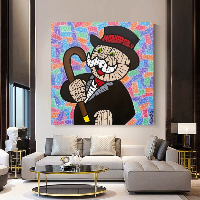 ChandelierDecor - Alec Monopoly Graffiti Money Man Canvas Wall Art