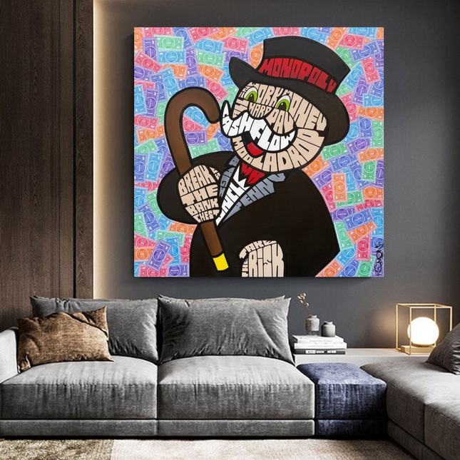 ChandelierDecor - Alec Monopoly Graffiti Money Man Canvas Wall Art