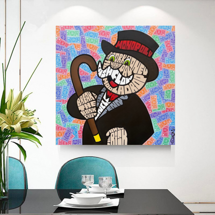 ChandelierDecor - Alec Monopoly Graffiti Money Man Canvas Wall Art