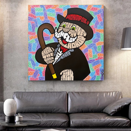 ChandelierDecor - Alec Monopoly Graffiti Money Man Canvas Wall Art