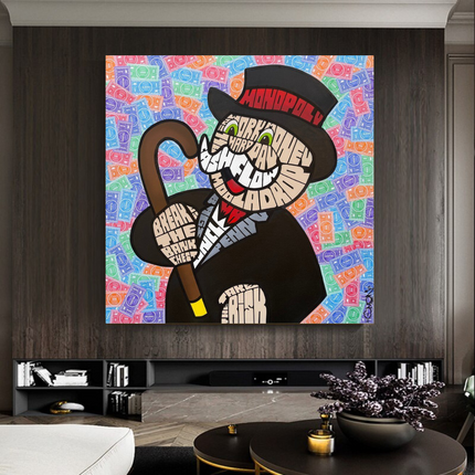 ChandelierDecor - Alec Monopoly Graffiti Money Man Canvas Wall Art
