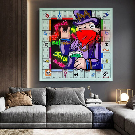 ChandelierDecor - Alec Monopoly Masked Canvas Wall Art