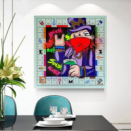 ChandelierDecor - Alec Monopoly Masked Canvas Wall Art