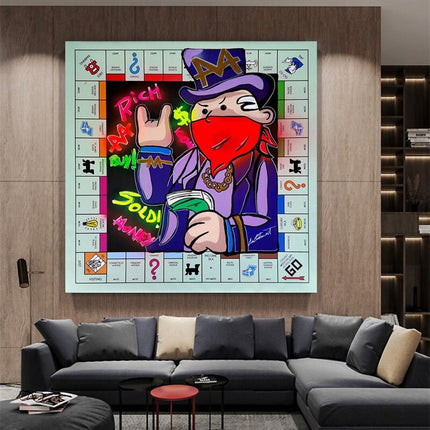 ChandelierDecor - Alec Monopoly Masked Canvas Wall Art