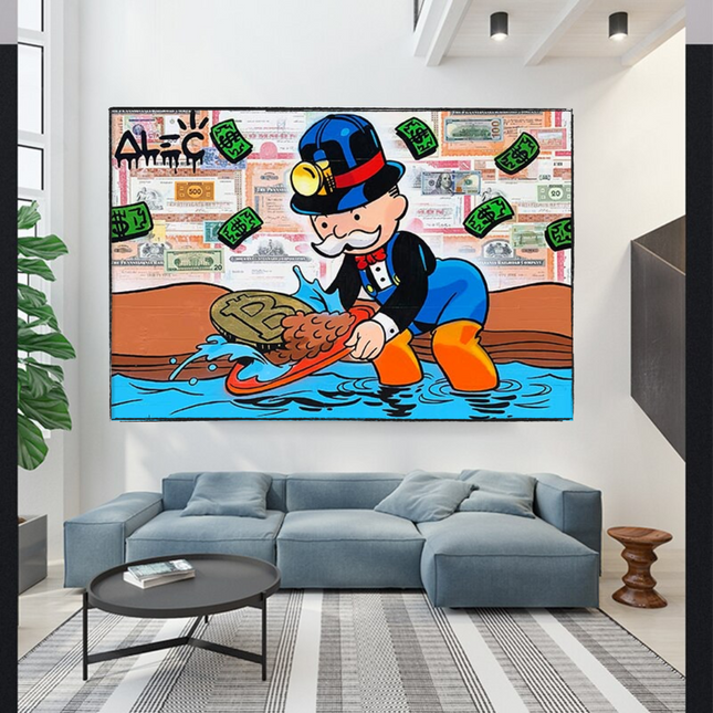 ChandelierDecor - Alec Monopoly Millionaire BITCOIN Mining Canvas Wall Art