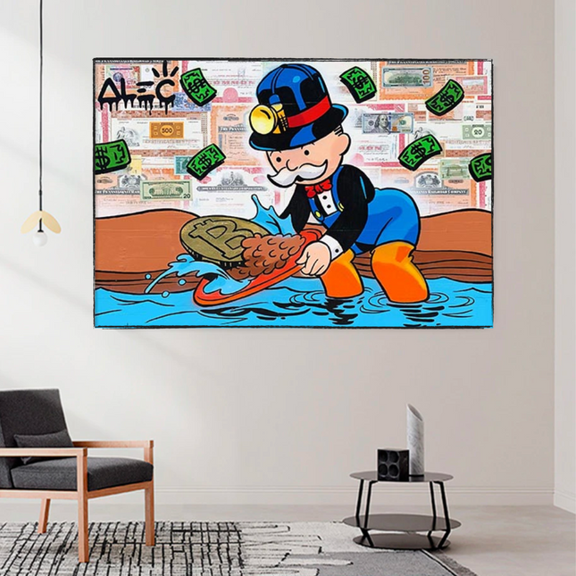 ChandelierDecor - Alec Monopoly Millionaire BITCOIN Mining Canvas Wall Art