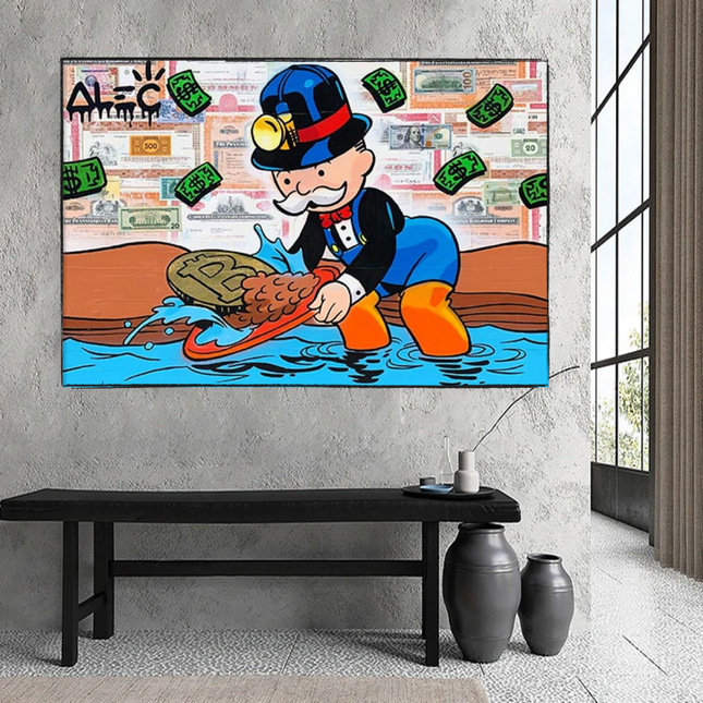 ChandelierDecor - Alec Monopoly Millionaire BITCOIN Mining Canvas Wall Art