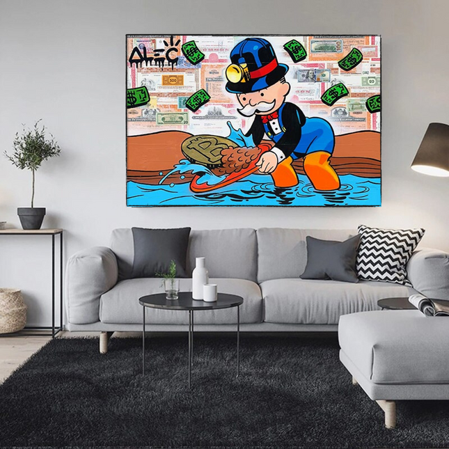 ChandelierDecor - Alec Monopoly Millionaire BITCOIN Mining Canvas Wall Art