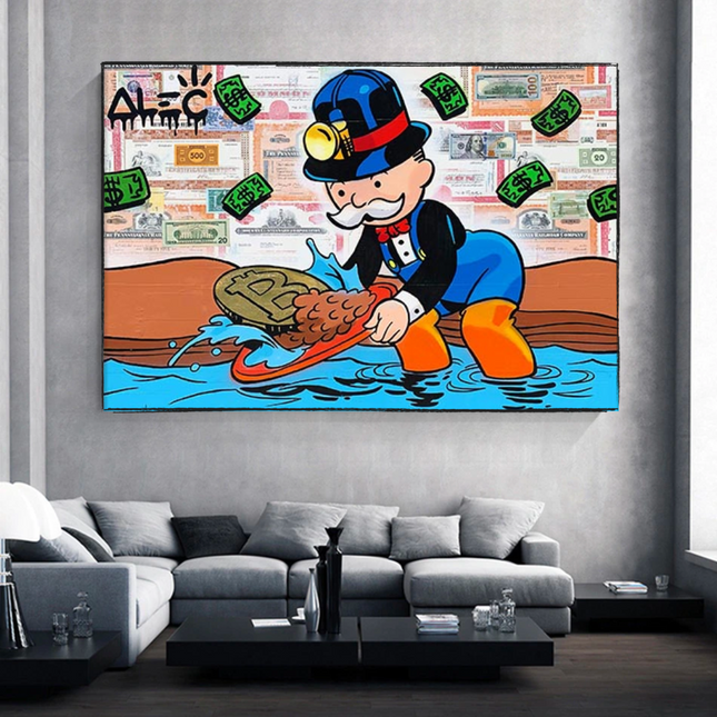 ChandelierDecor - Alec Monopoly Millionaire BITCOIN Mining Canvas Wall Art