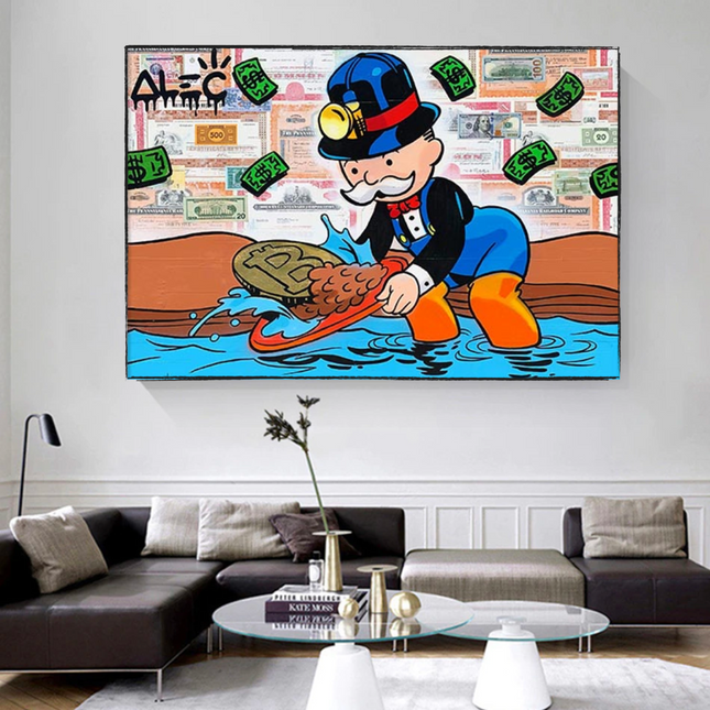 ChandelierDecor - Alec Monopoly Millionaire BITCOIN Mining Canvas Wall Art