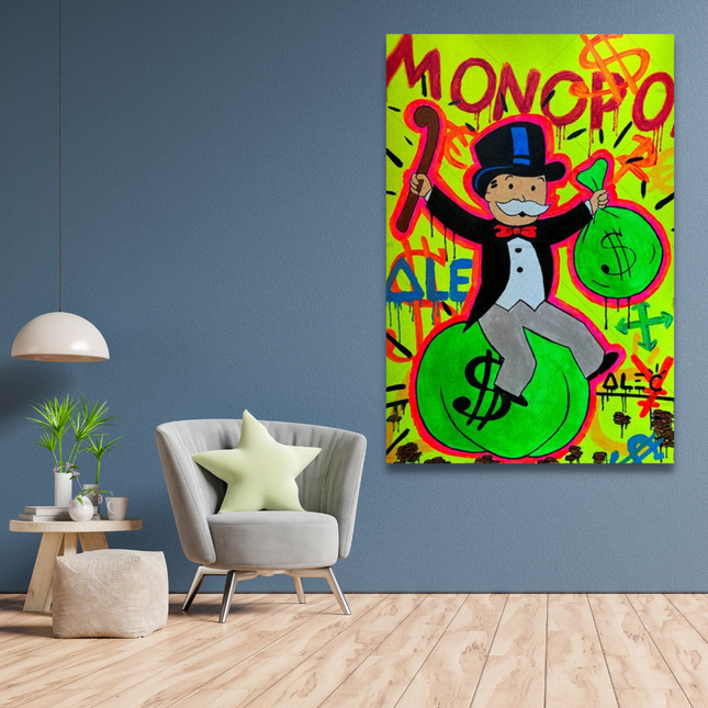 ChandelierDecor - Alec Monopoly Millionaire Bags Dollars Canvas Wall Art