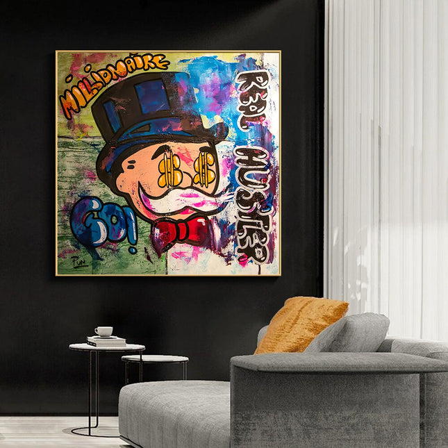 ChandelierDecor - Alec Monopoly Millionaire Canvas Wall Art - Luxurious Home Decor