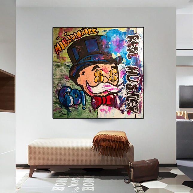 ChandelierDecor - Alec Monopoly Millionaire Canvas Wall Art - Luxurious Home Decor