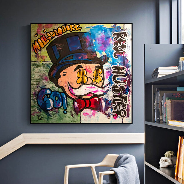 ChandelierDecor - Alec Monopoly Millionaire Canvas Wall Art - Luxurious Home Decor