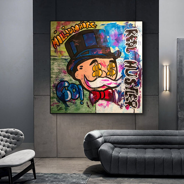 ChandelierDecor - Alec Monopoly Millionaire Canvas Wall Art - Luxurious Home Decor