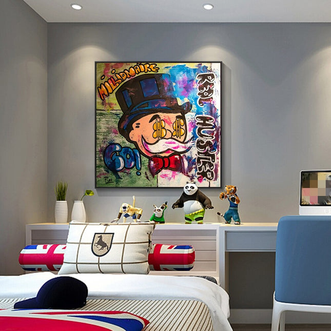 ChandelierDecor - Alec Monopoly Millionaire Canvas Wall Art - Luxurious Home Decor
