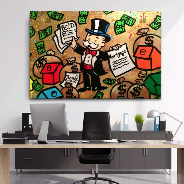 ChandelierDecor - Alec Monopoly Millionaire Chilling Canvas Wall Art