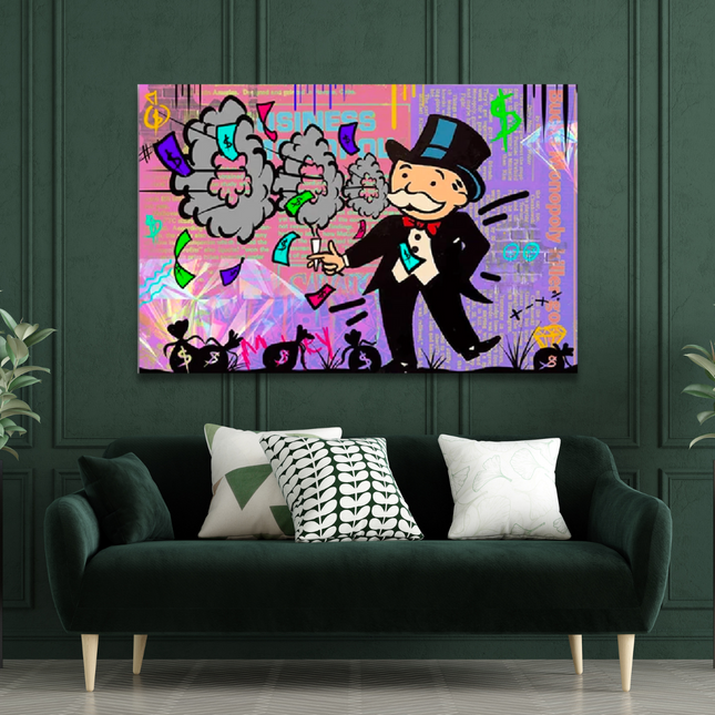 ChandelierDecor - Alec Monopoly Millionaire Money Hoops Canvas Wall Art