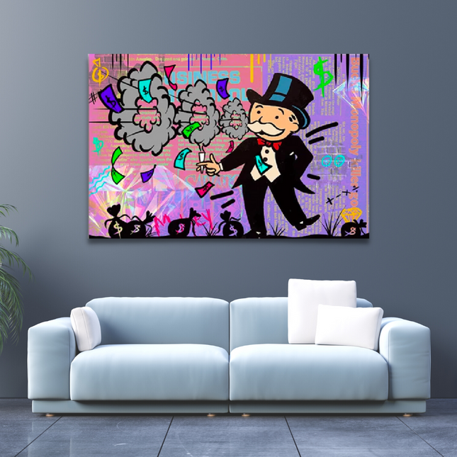 ChandelierDecor - Alec Monopoly Millionaire Money Hoops Canvas Wall Art
