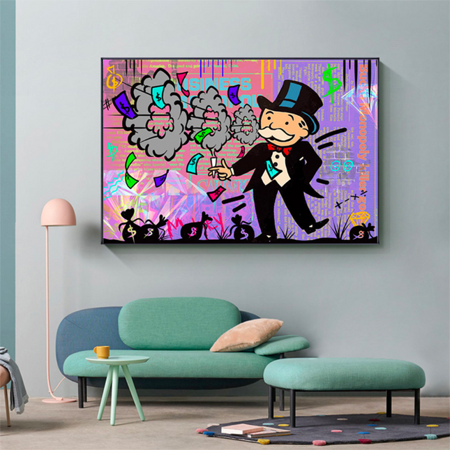 ChandelierDecor - Alec Monopoly Millionaire Money Hoops Canvas Wall Art