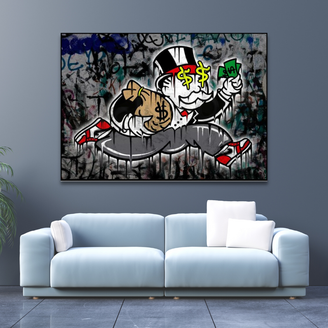 ChandelierDecor - Alec Monopoly Millionaire Money Never Sleeps Canvas Wall Art