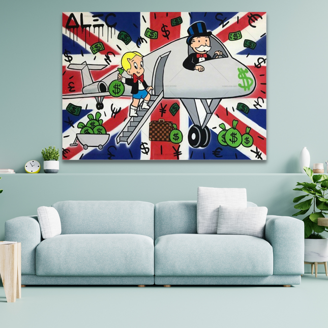 ChandelierDecor - Alec Monopoly Millionaire and Richie Private Jet Canvas Wall Art