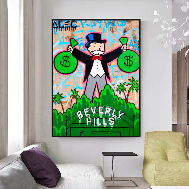 ChandelierDecor - Alec Monopoly Millionaire in Beverly Hills Canvas Wall Art
