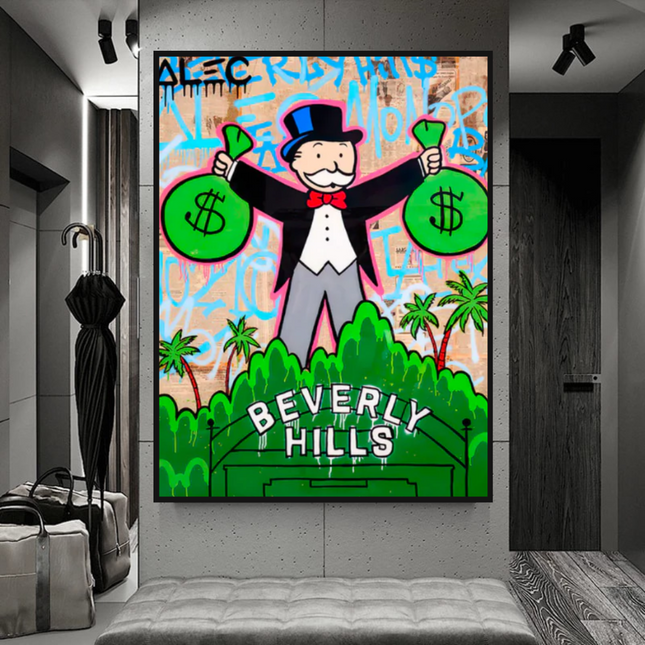 ChandelierDecor - Alec Monopoly Millionaire in Beverly Hills Canvas Wall Art