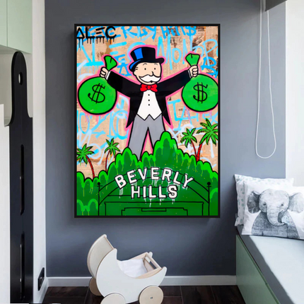 ChandelierDecor - Alec Monopoly Millionaire in Beverly Hills Canvas Wall Art