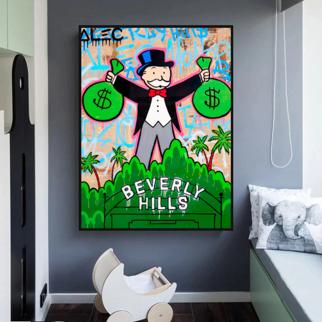 ChandelierDecor - Alec Monopoly Millionaire in Beverly Hills Canvas Wall Art