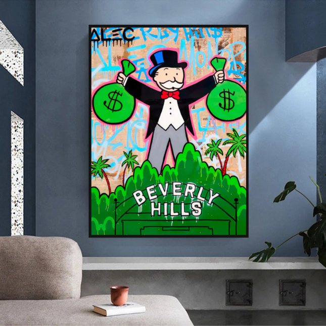 ChandelierDecor - Alec Monopoly Millionaire in Beverly Hills Canvas Wall Art