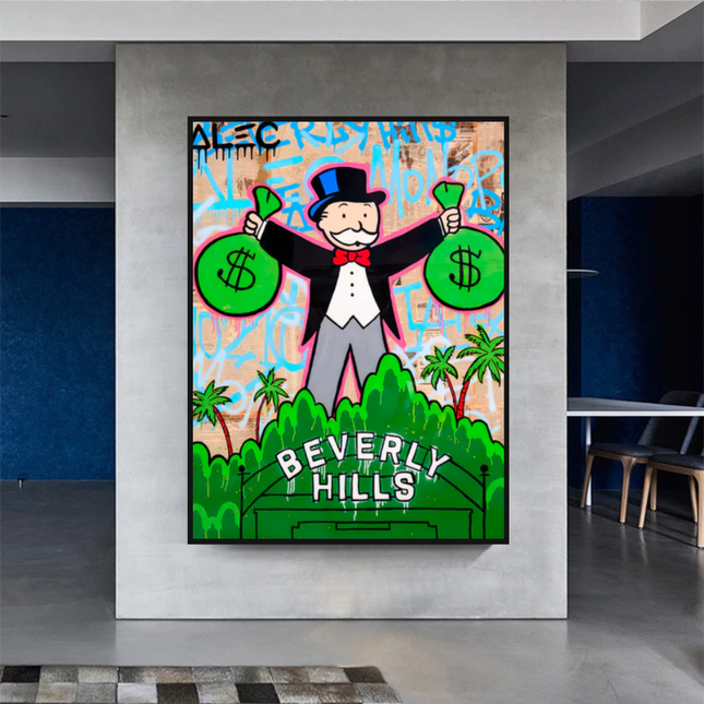 ChandelierDecor - Alec Monopoly Millionaire in Beverly Hills Canvas Wall Art