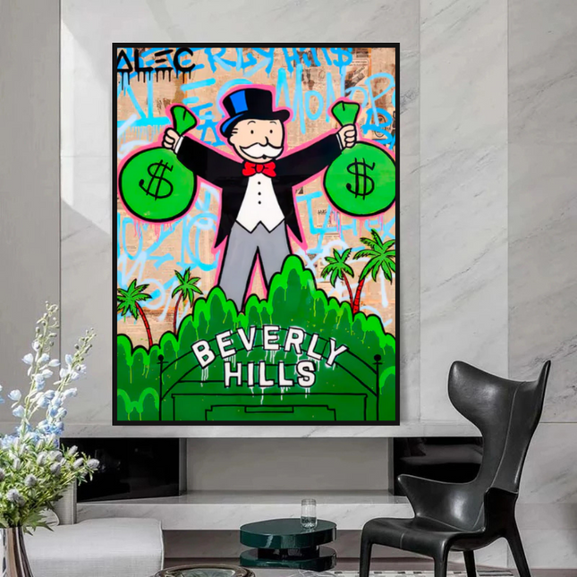 ChandelierDecor - Alec Monopoly Millionaire in Beverly Hills Canvas Wall Art