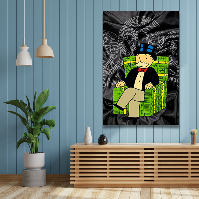 ChandelierDecor - Alec Monopoly Millionaire on Dollars Canvas Wall Art