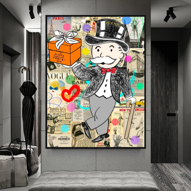 ChandelierDecor - Alec Monopoly Money Gift Prints Newspaper Canvas Wall Art