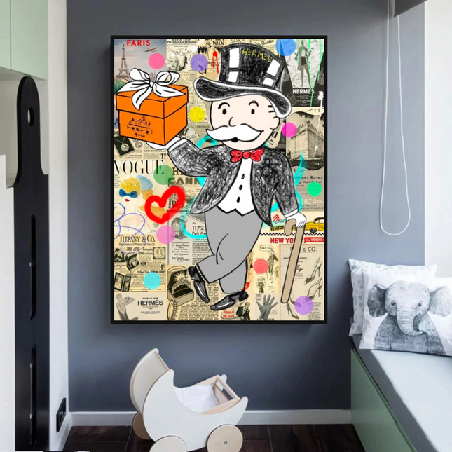 ChandelierDecor - Alec Monopoly Money Gift Prints Newspaper Canvas Wall Art