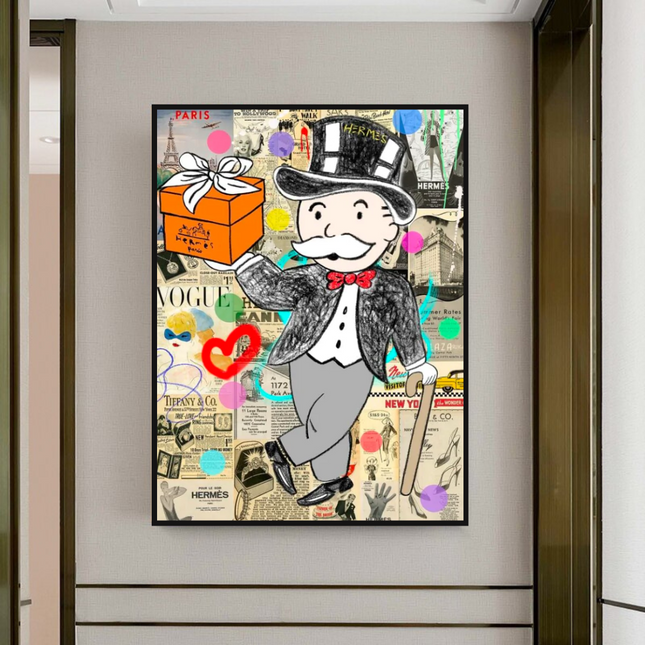 ChandelierDecor - Alec Monopoly Money Gift Prints Newspaper Canvas Wall Art