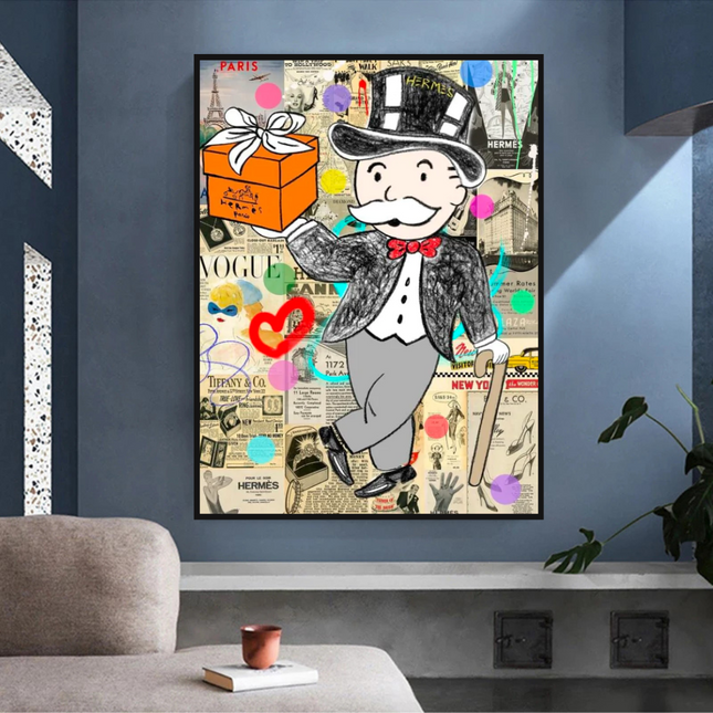 ChandelierDecor - Alec Monopoly Money Gift Prints Newspaper Canvas Wall Art