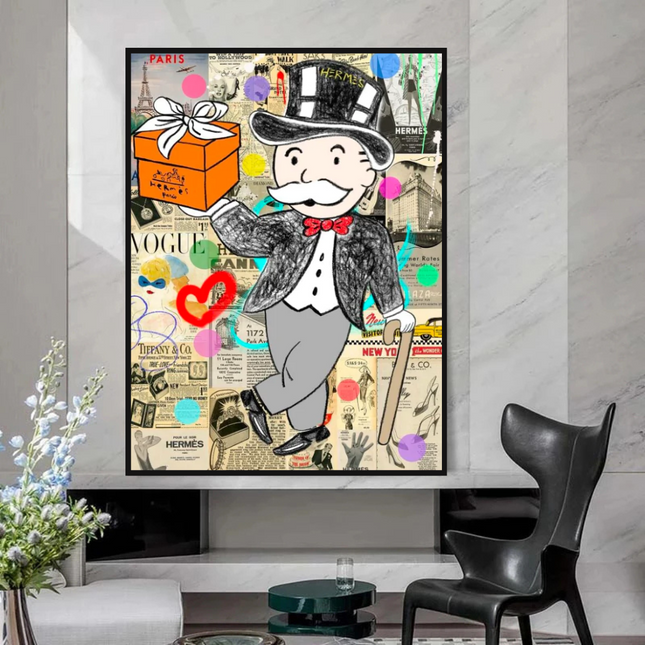 ChandelierDecor - Alec Monopoly Money Gift Prints Newspaper Canvas Wall Art