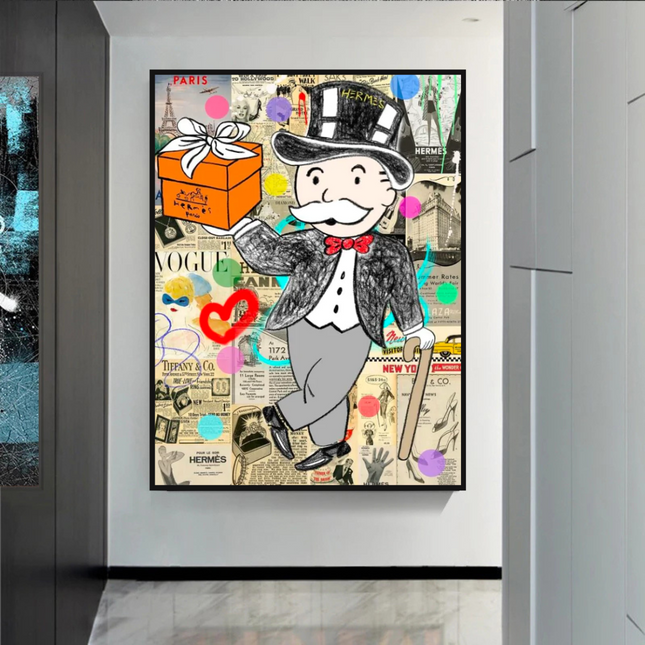 ChandelierDecor - Alec Monopoly Money Gift Prints Newspaper Canvas Wall Art