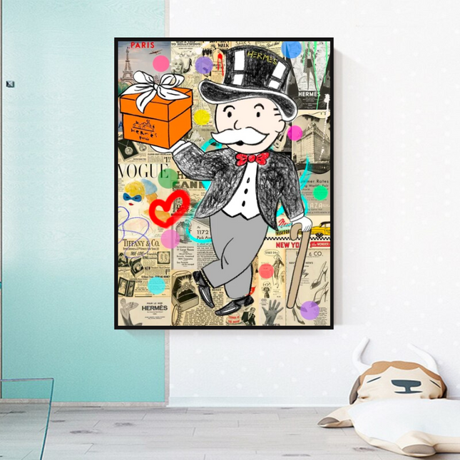 ChandelierDecor - Alec Monopoly Money Gift Prints Newspaper Canvas Wall Art