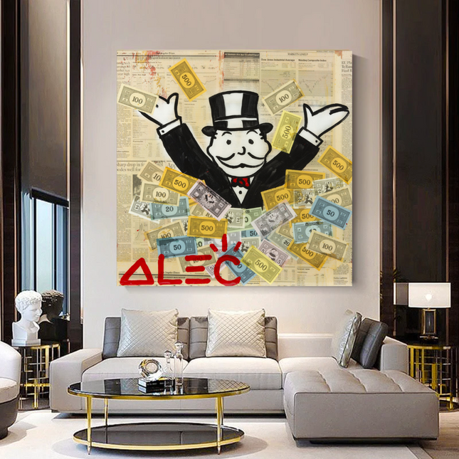 ChandelierDecor - Alec Monopoly Money Man Millionaire Canvas Wall Art