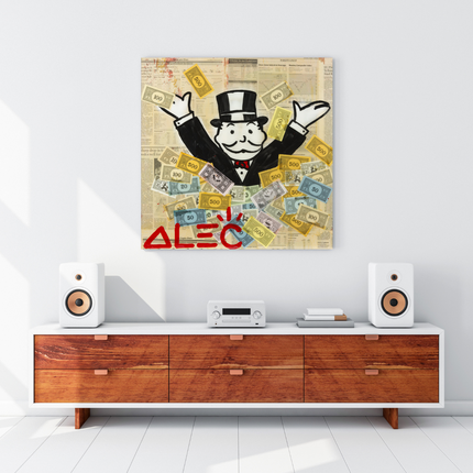 ChandelierDecor - Alec Monopoly Money Man Millionaire Canvas Wall Art