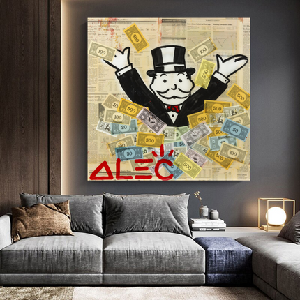 ChandelierDecor - Alec Monopoly Money Man Millionaire Canvas Wall Art