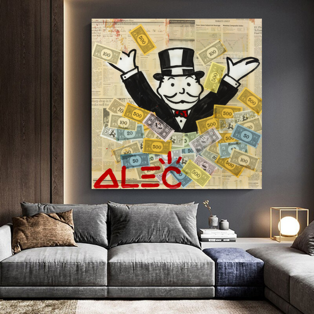 ChandelierDecor - Alec Monopoly Money Man Millionaire Canvas Wall Art
