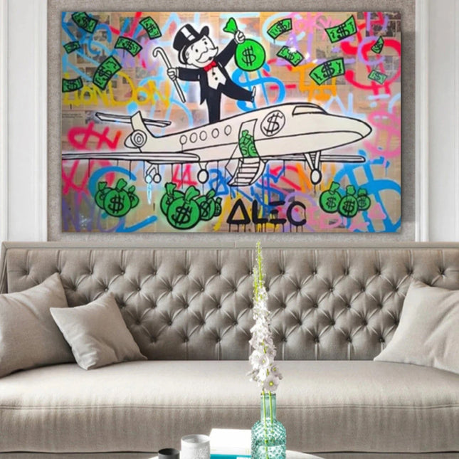 ChandelierDecor - Alec Monopoly Private Jet Canvas Wall Art